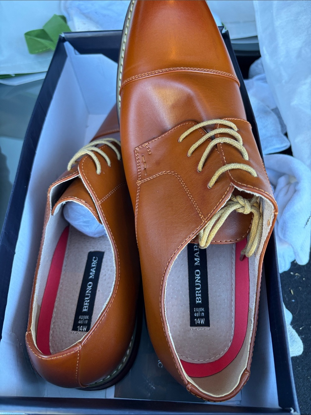 Bruno Marc Men’s Cognac Lace-Up Derby Shoes